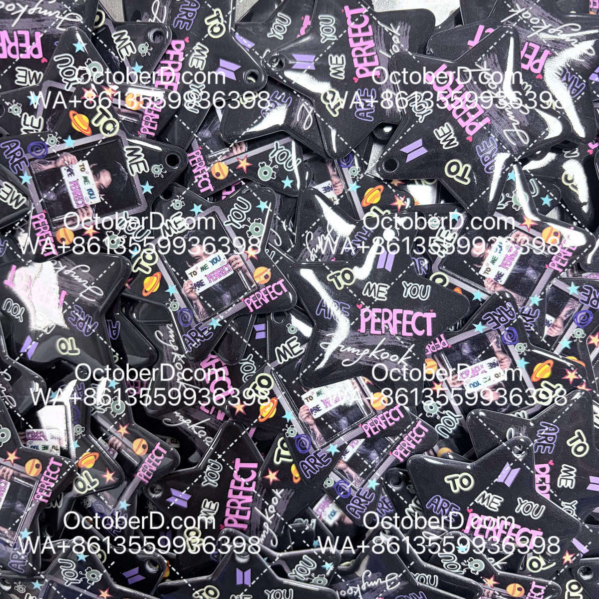 Jungkook Star Photo Bead “To Me, You Are Perfect” – BTS Fan-Made DIY Acrylic Charm for Keychains
