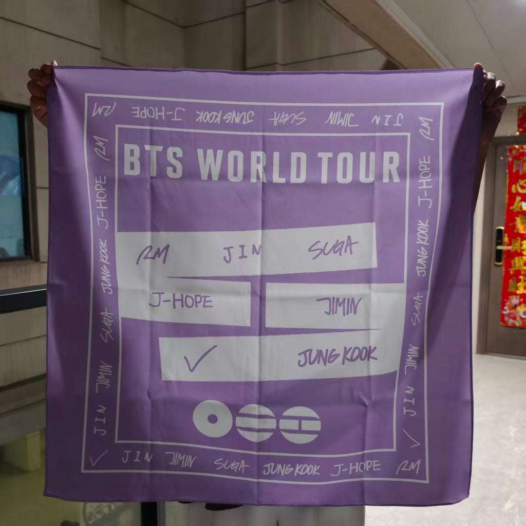 BTS “Arirang World Tour” Inspired Silk Scarf | Fan-Made KPOP ARMY Statement Shawl Wrap
