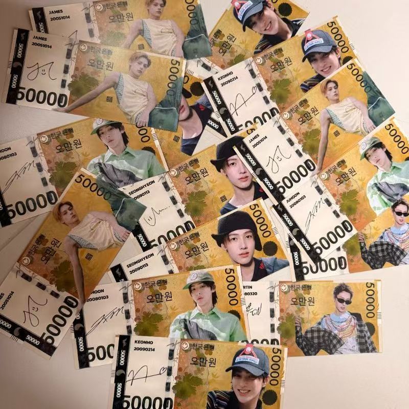 KPOP Idol Fan Money Bills Set | Collectible Banknote Style Cards for Multiple Groups