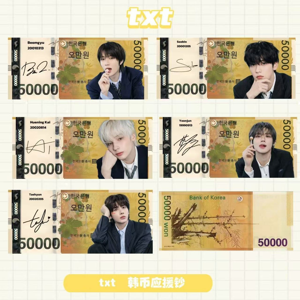 KPOP Idol Fan Money Bills Set | Collectible Banknote Style Cards for Multiple Groups