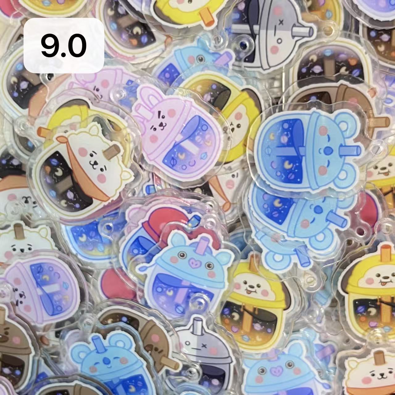【Cartoon9.0】for ARMY-Bobba OT7 DIY Acrylic Keychain  –Acrylic charm for K-pop Concert Freebies (Preorder 5 Days)， keychain-accessories-beads-acrylic for DIY